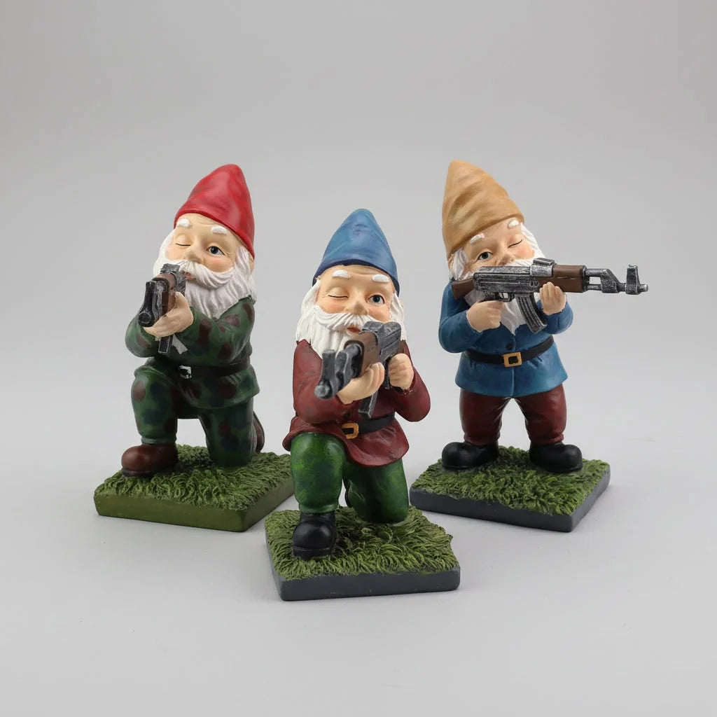 Garden Gnome Figurine Resin Tactical Design Outdoor Decor