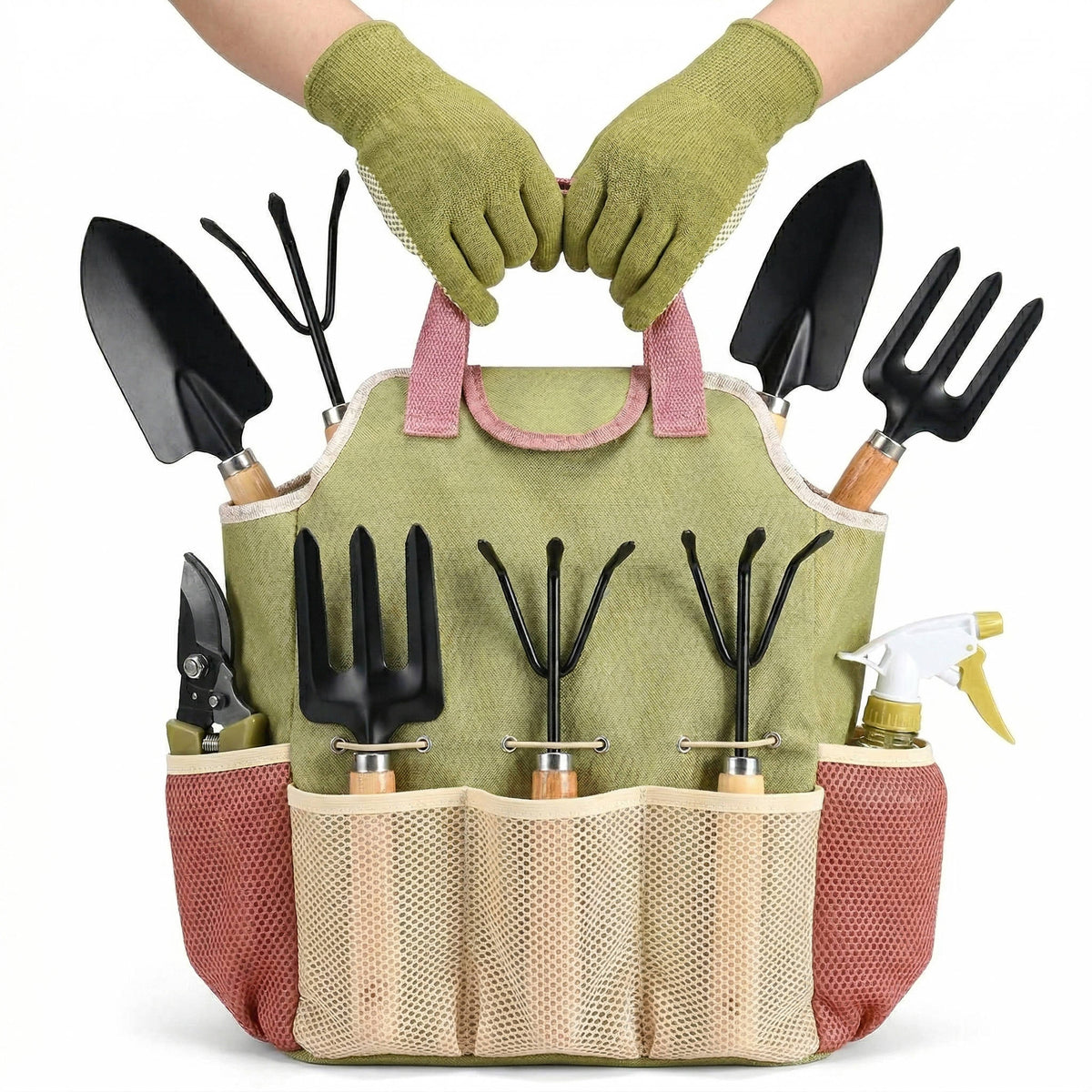 Gardening Tool Set Rust-Resistant Steel Ergonomic Handles 10-Piece With Storage Bag