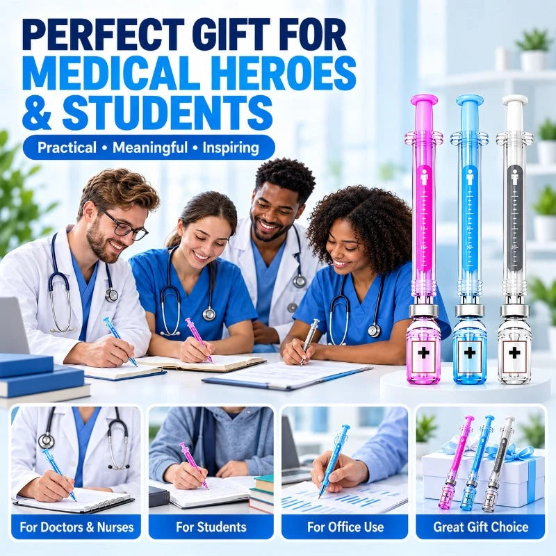Gel Pens Syringe-Shaped Fine Tip Set of 3
