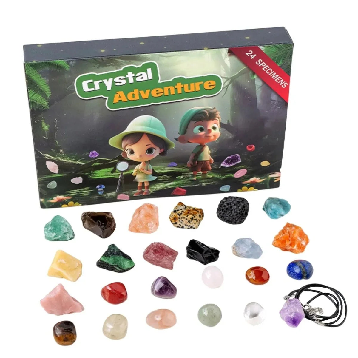 Gemstone Advent Calendar 24 Natural Stones Guide Booklet Included