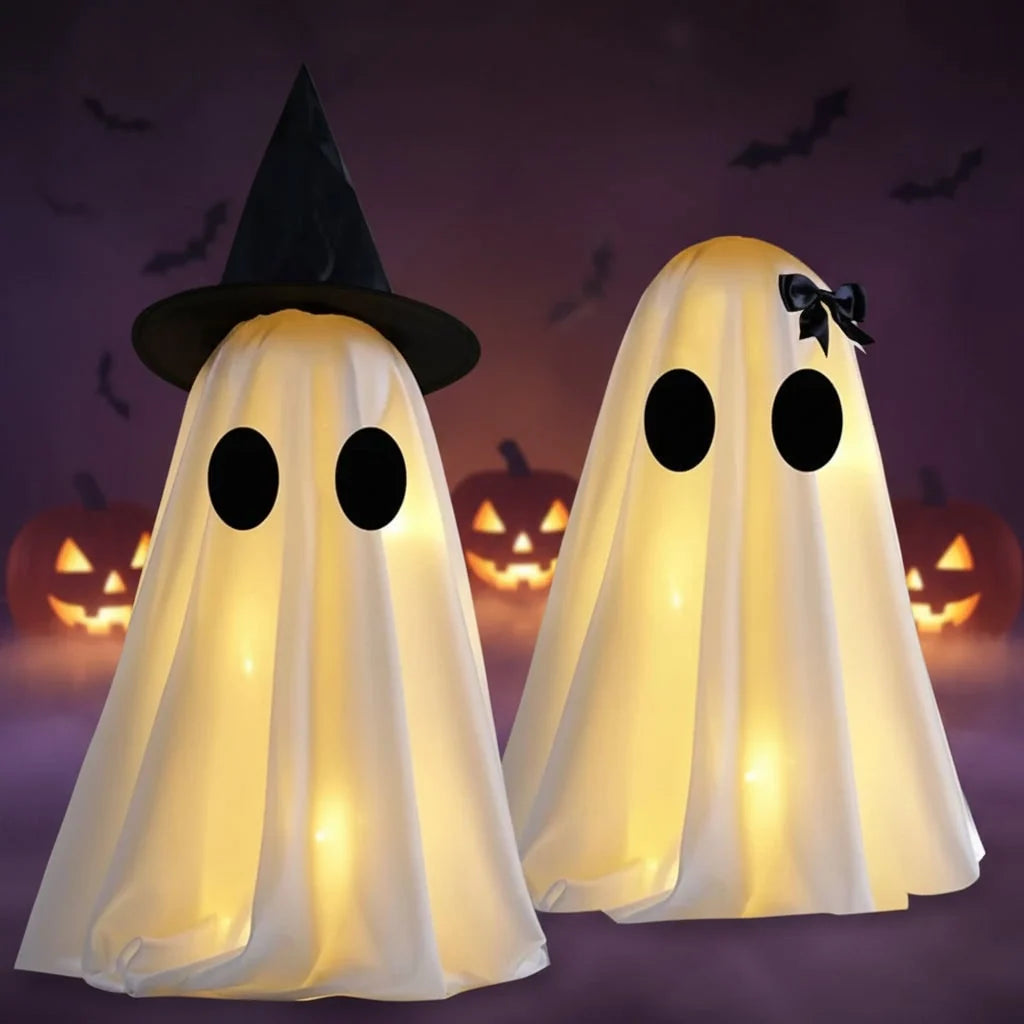 Ghost Decorations Warm White LED Set of 2