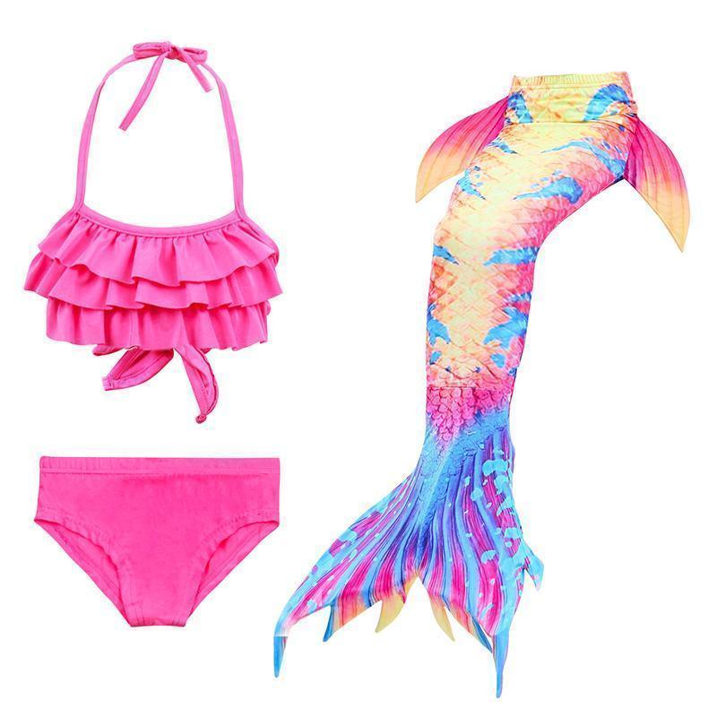 Girls Mermaid Swim Set Shimmering Scale Print 3-Piece