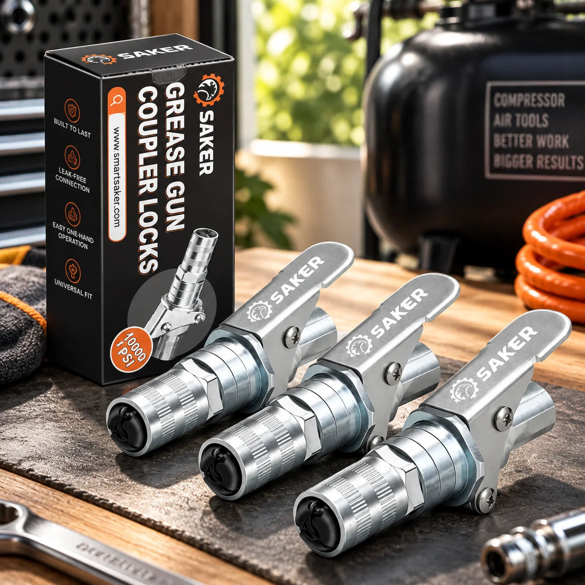 Grease Gun Coupler Quick-Release Lever Lock Zinc-Plated Steel