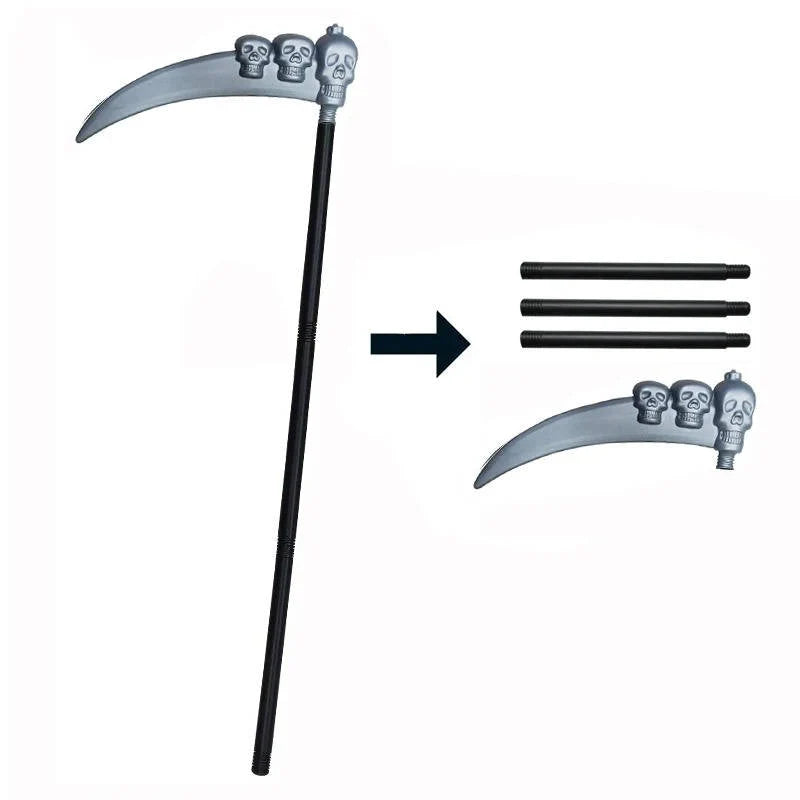 Grim Reaper Costume Glowing Red Eyes Skeleton Gloves Scythe