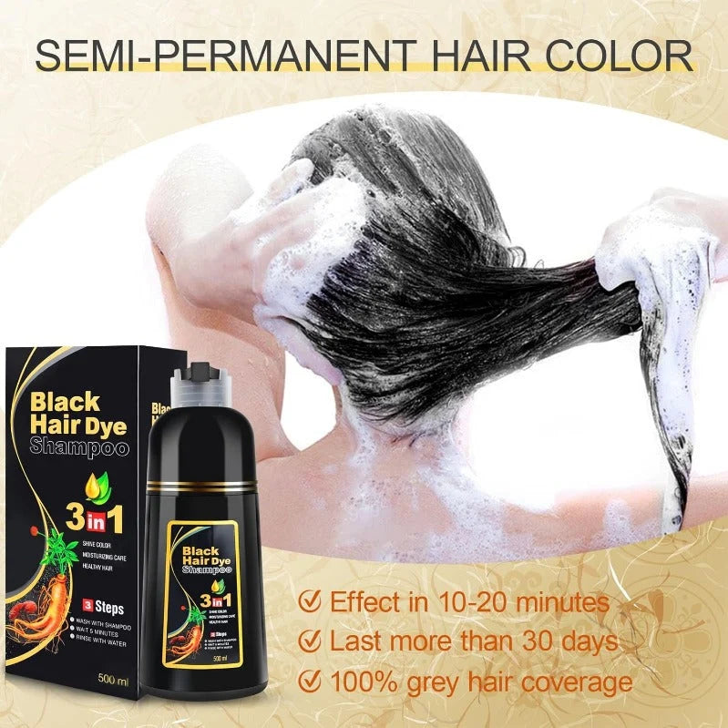 Hair Dye Shampoo 3-in-1 Gray Coverage Ammonia-Free
