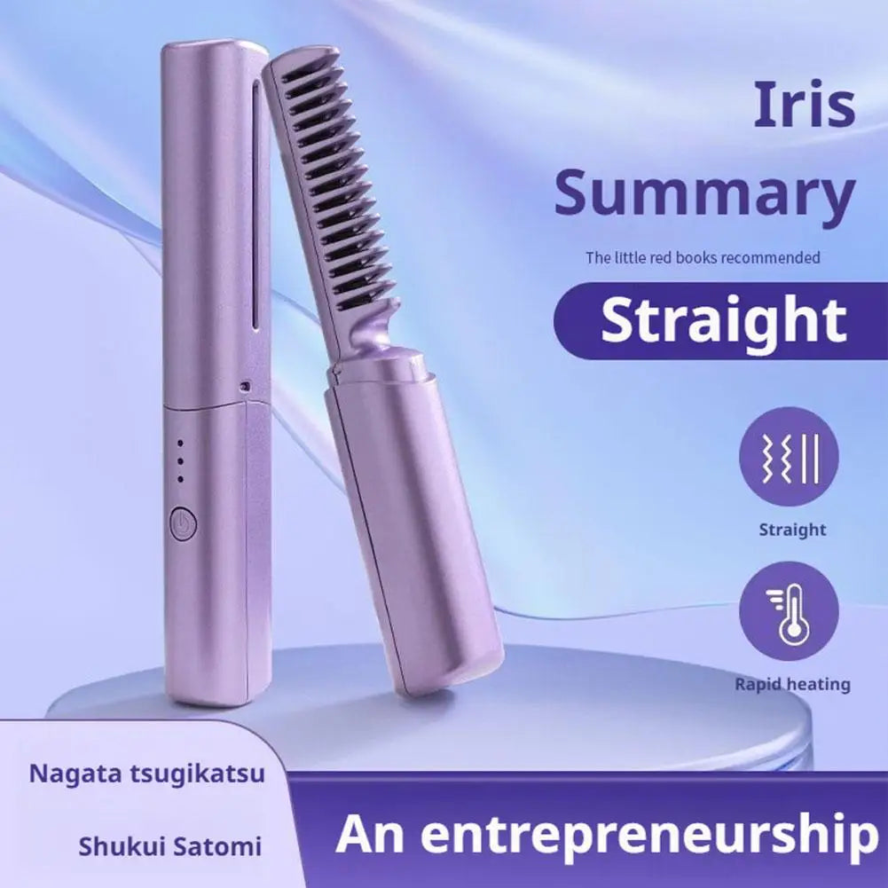 Hair Straightening Comb Ceramic Cordless Rechargeable