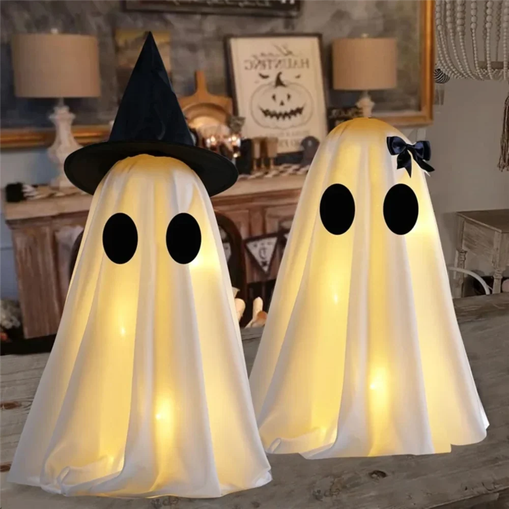 Halloween Ghost Decorations Warm White Lights Set of 2