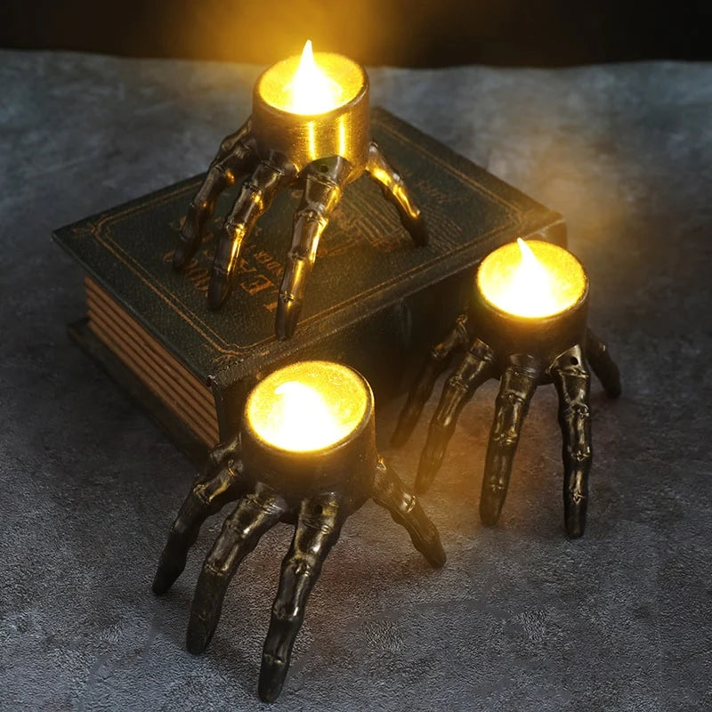 Halloween LED Candle Flickering Battery-Operated Skeleton & Skull Designs