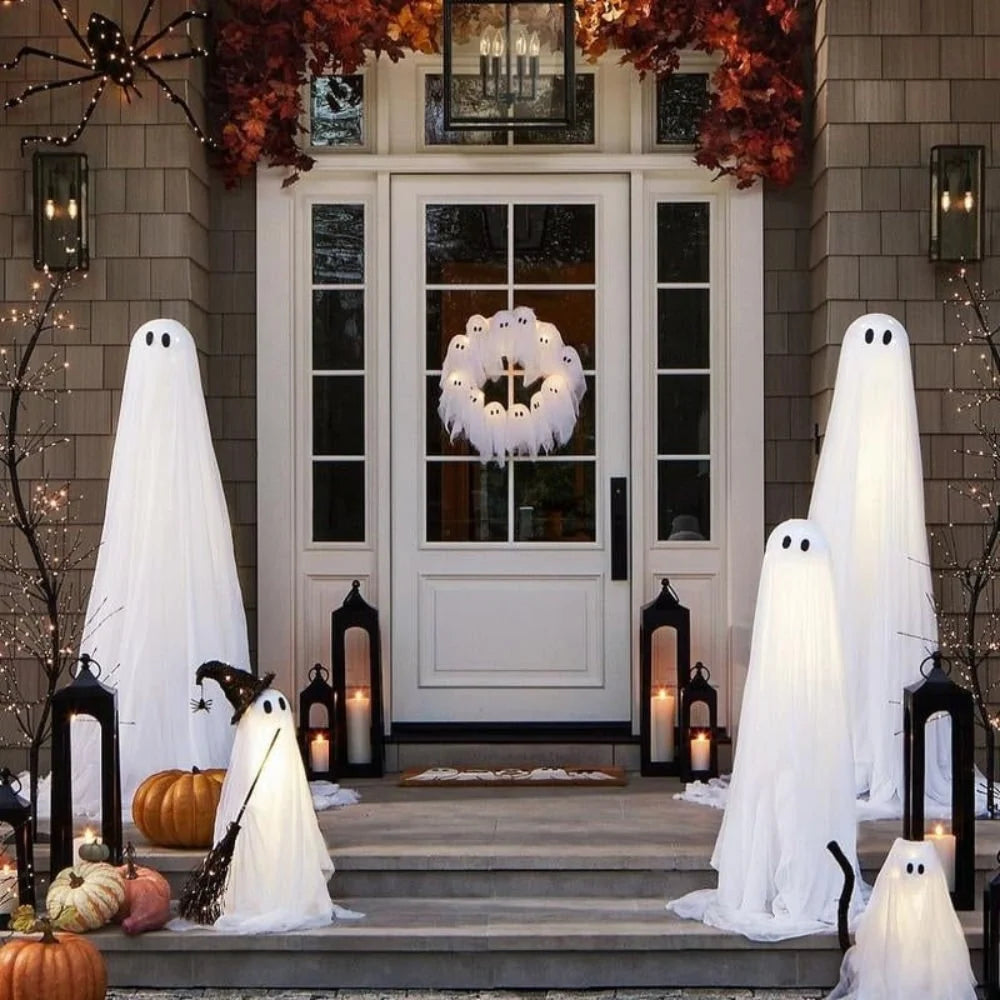 Halloween Wreath Ghost Design Battery-Operated LED Lights