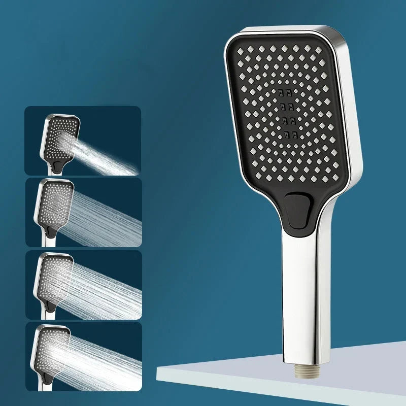 Handheld Shower Head Pressure-Boosting 4 Spray Modes Finger-Clean Nozzles