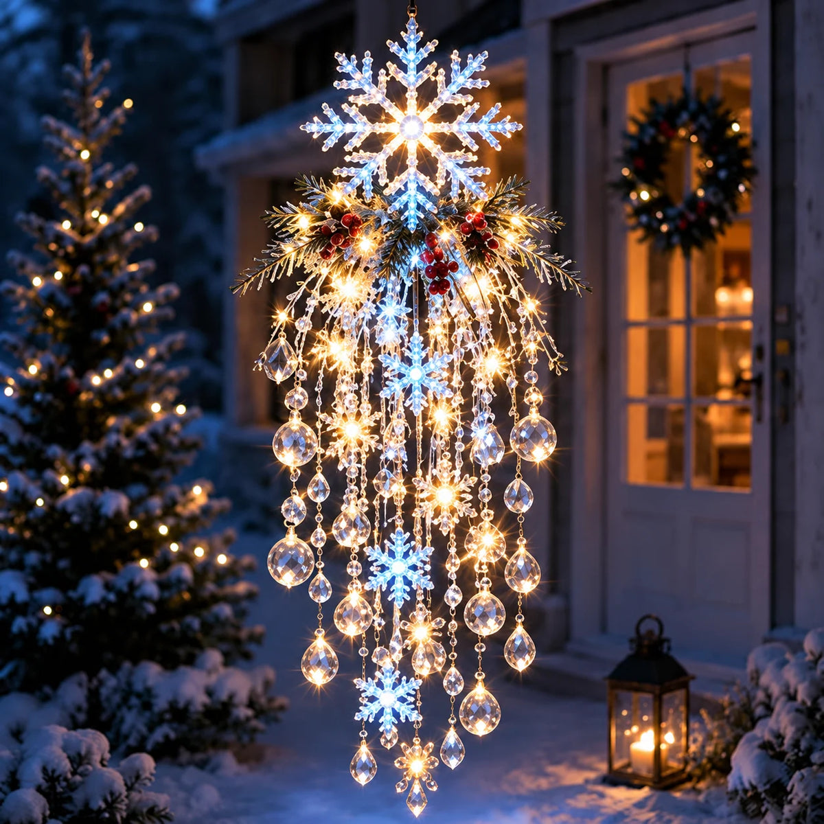 Hanging Christmas Lights Cascading LED Battery Powered Remote Control