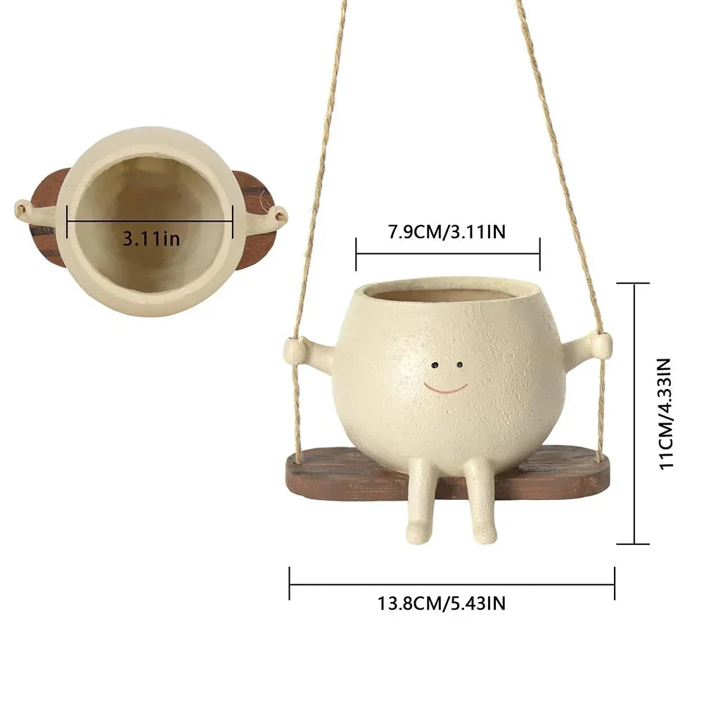 Hanging Planter Resin Weather-Resistant Integrated Hanger