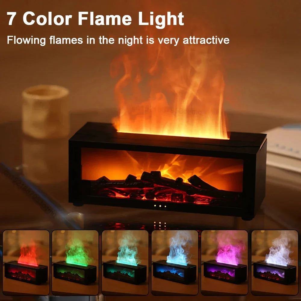 Humidifier Simulated Flame LED Adjustable Mist Output