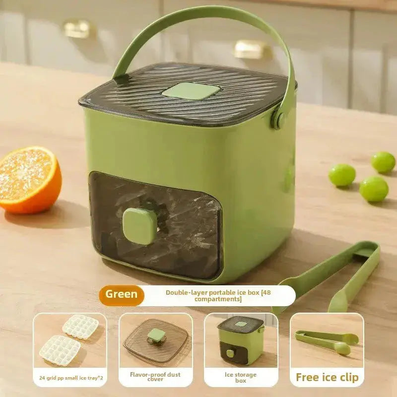 Ice Cube Tray Press-Release Airtight Lid 48-Cube Capacity