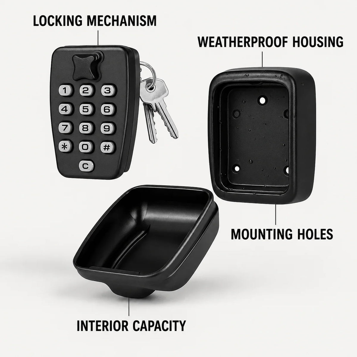 Key Lock Box Weather-Resistant Metal Adjustable Combination Wall-Mounted