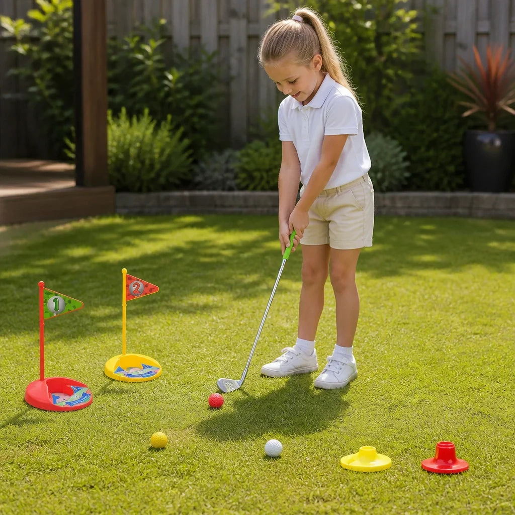 Kids Golf Set Adjustable Clubs With Flags & Balls