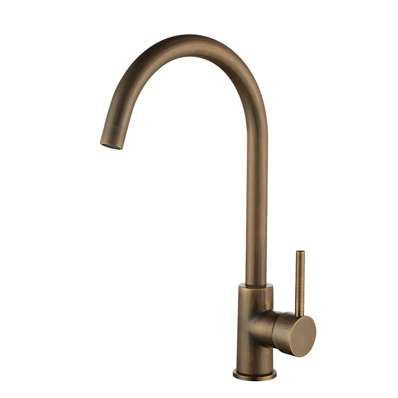 Kitchen Faucet 304 Stainless Steel 360° Swivel Spout Antique Brass Finish