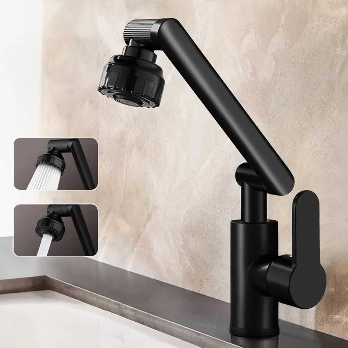 Kitchen Faucet 360° Adjustable Arm Dual Spray Modes