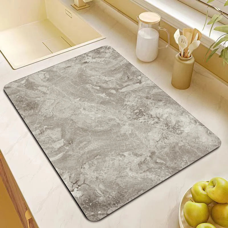 Kitchen Mat Marble Print Cushioned Non-Slip Backing