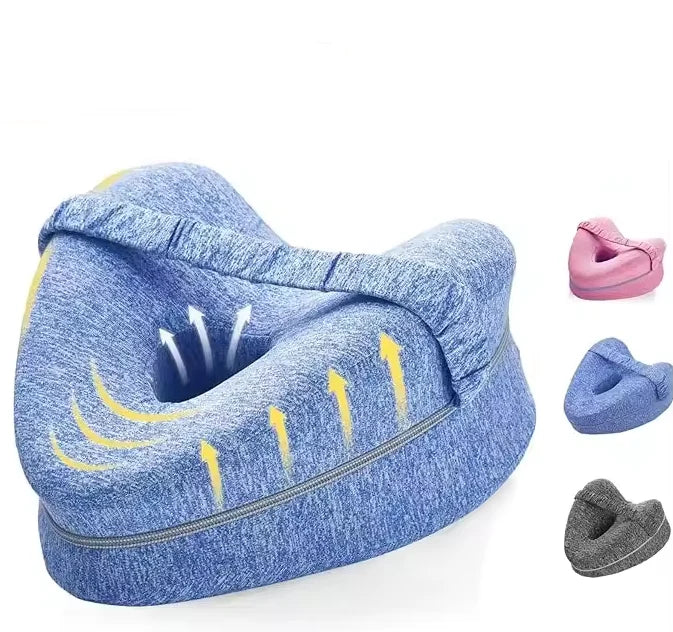 Knee Pillow Memory Foam Contoured Hollow Center & Adjustable Strap