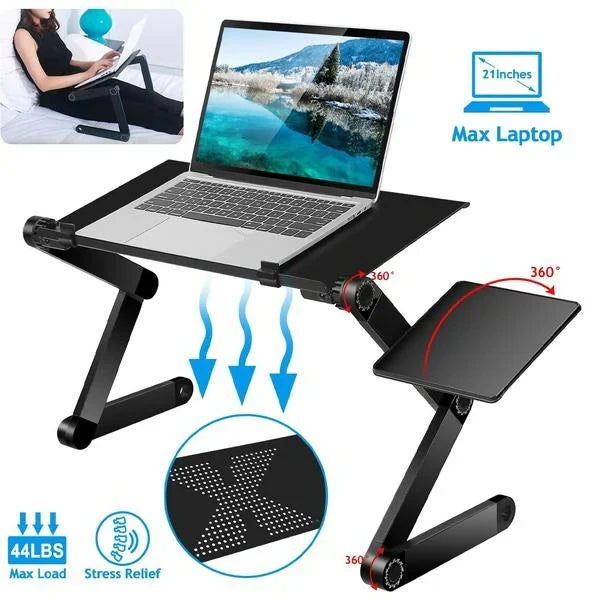 Laptop Stand Adjustable Foldable Aluminum With Detachable Mouse Pad