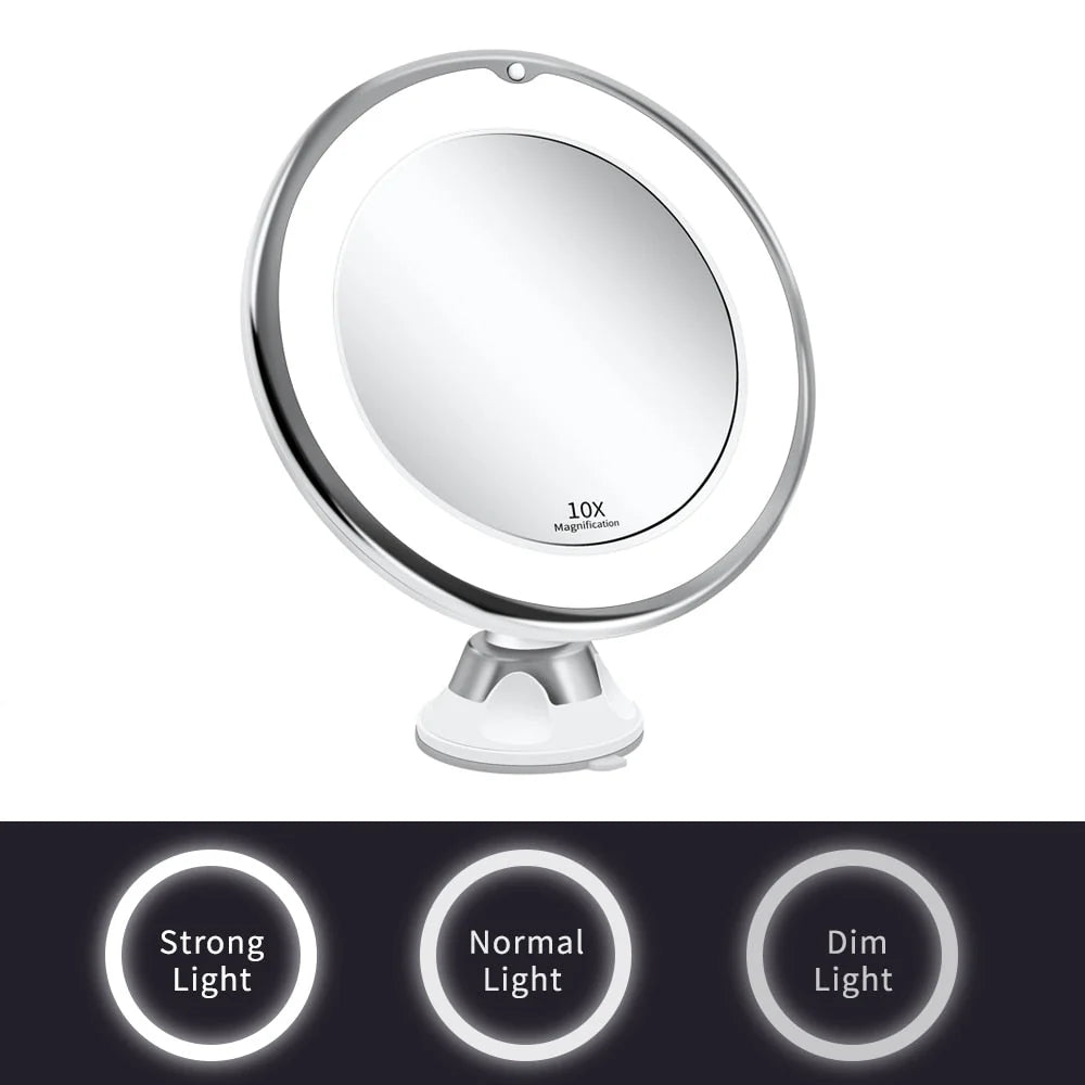Magnifying Mirror 7x & 10x LED Suction Mount