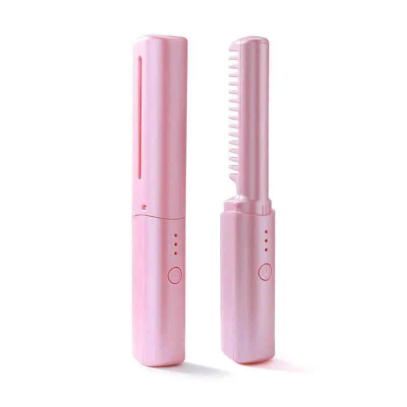 Mini Hair Straightening Brush Ceramic USB Rechargeable