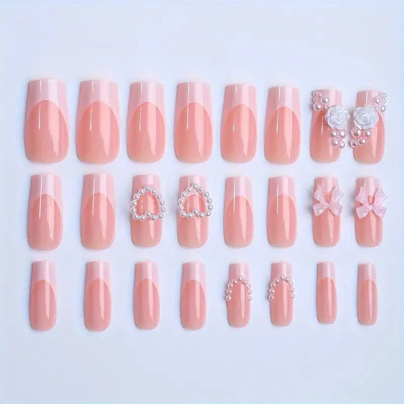 Nail Art Decorations 3D Burgundy Bow Heart & Floral