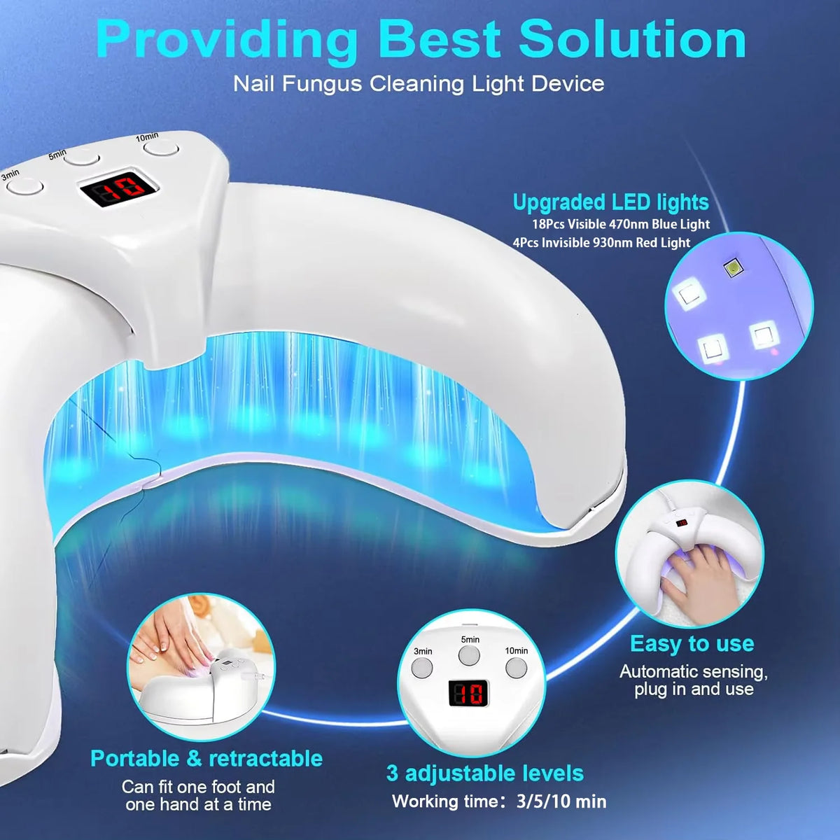 Nail Care Device Focused Light Rechargeable Cordless