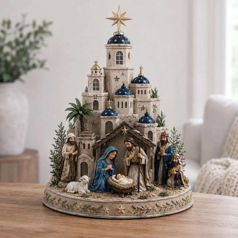 Nativity Scene Decoration Lighted Resin Tabletop Display