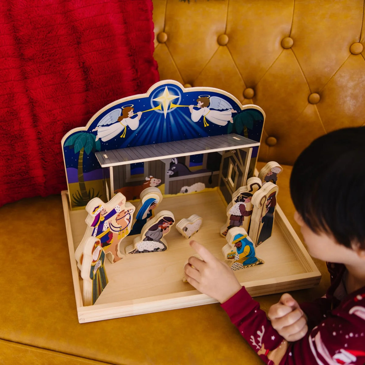 Nativity Set Solid Wood 11 Pieces Tool-Free Stable