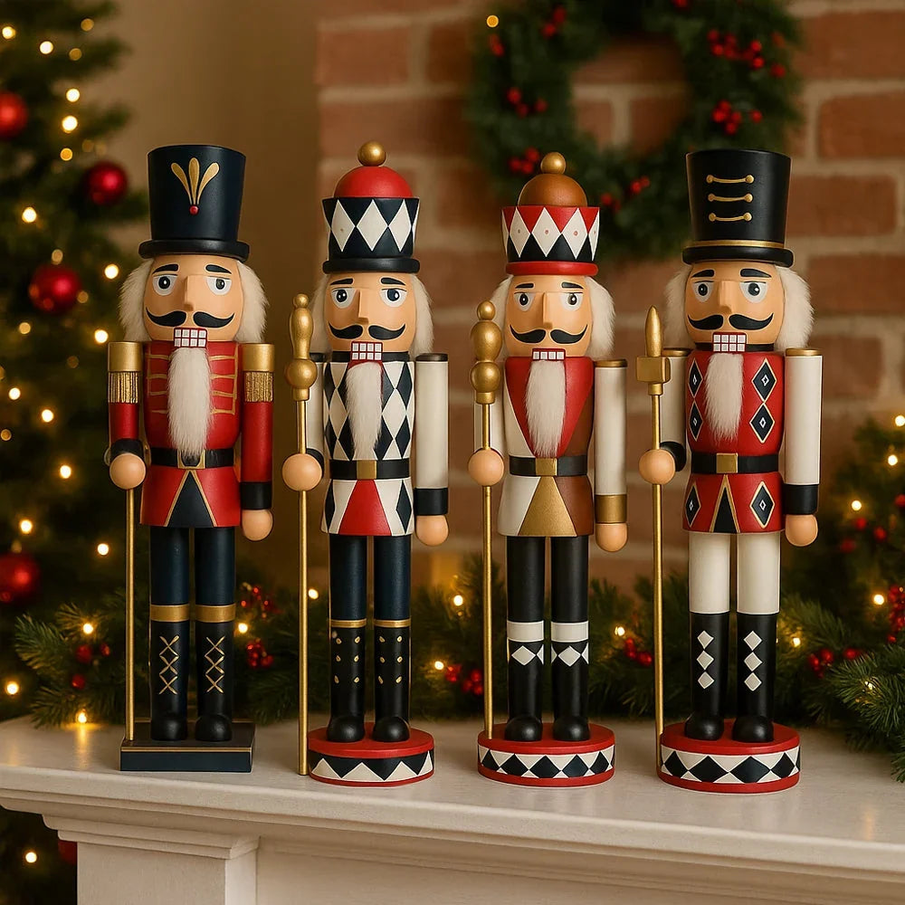 Nutcracker Figure Hand-Painted Wood 11.8-Inch