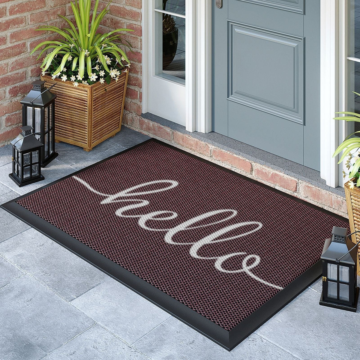 Outdoor Doormat Water-Resistant PVC Mesh Non-Slip Rubber Backing