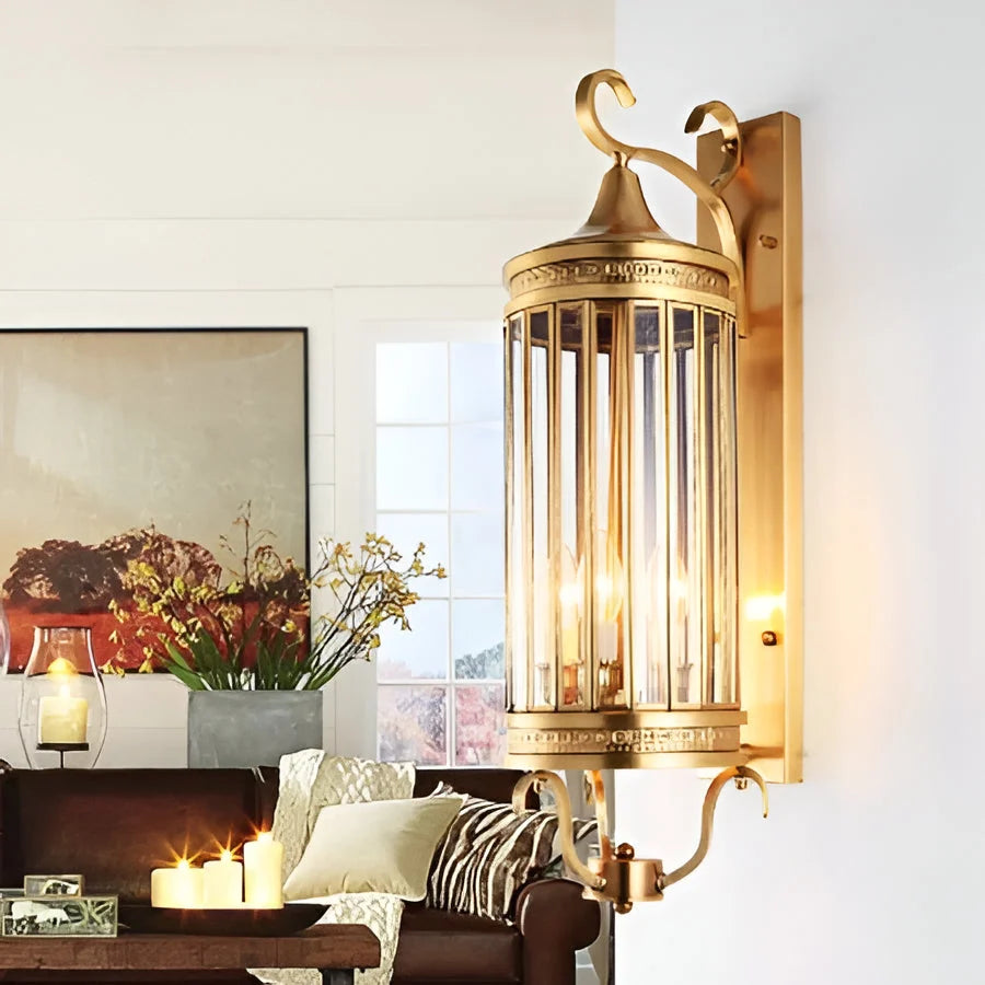 Outdoor Wall Sconce Copper IP65 Glass Panel