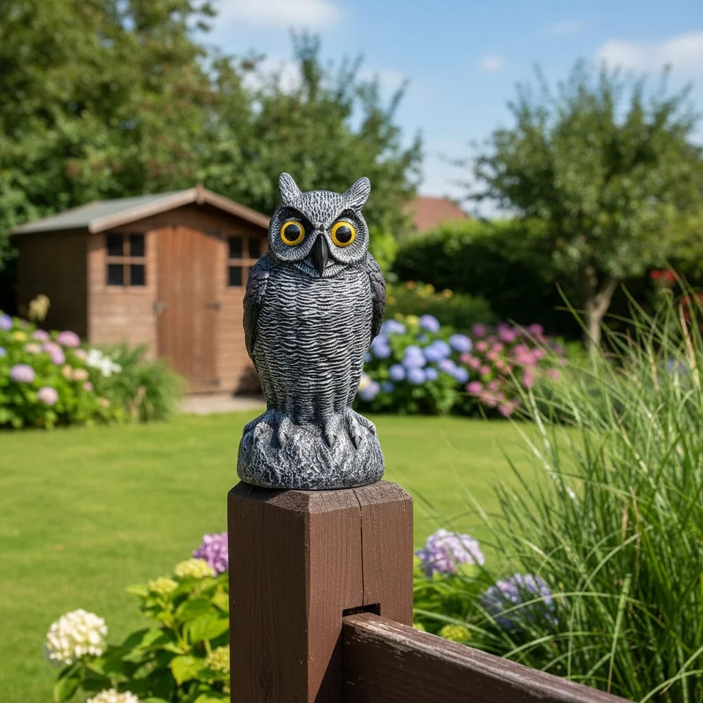Owl Statue Weather-Resistant Bird Deterrent