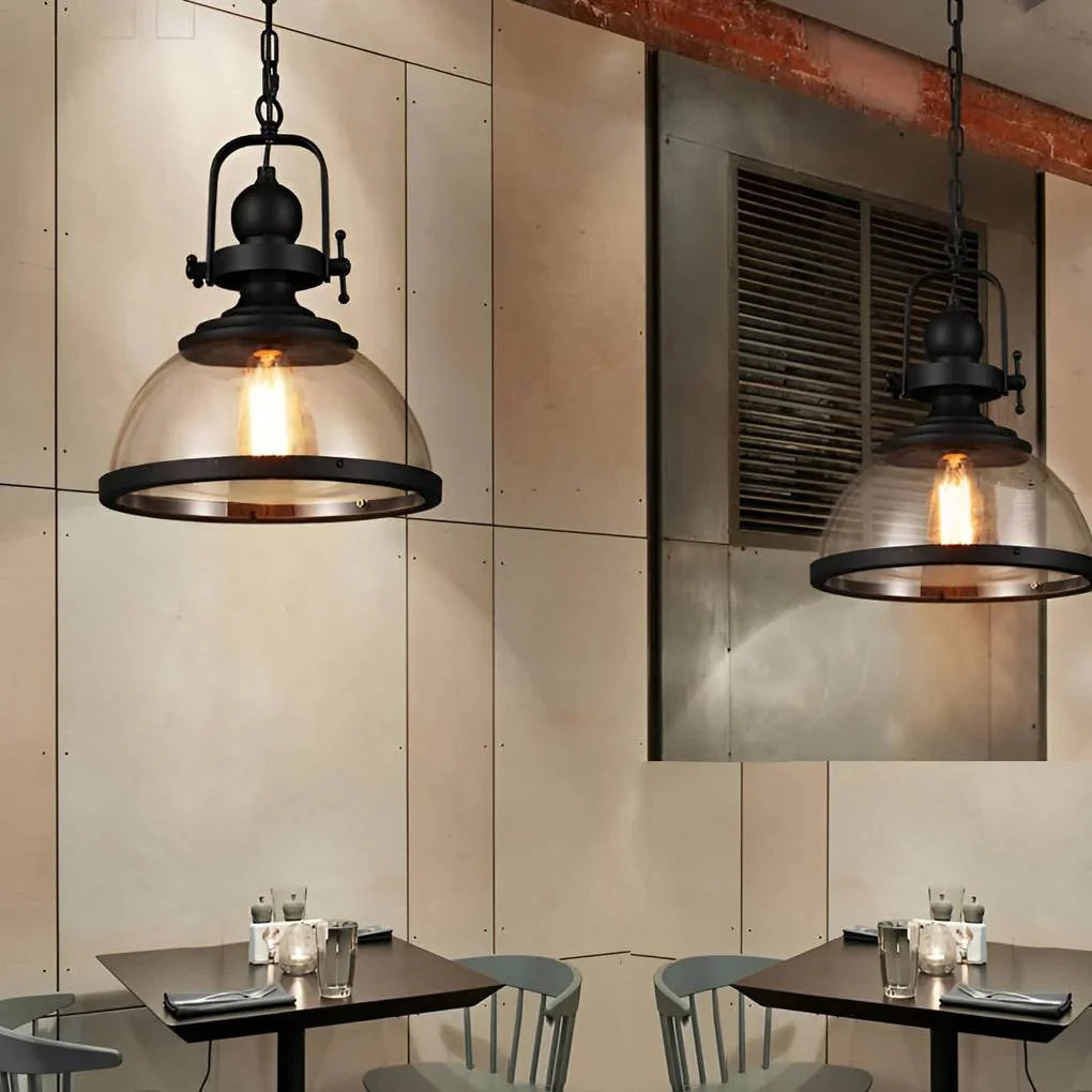 Pendant Light Glass Bowl Shade Adjustable Cable