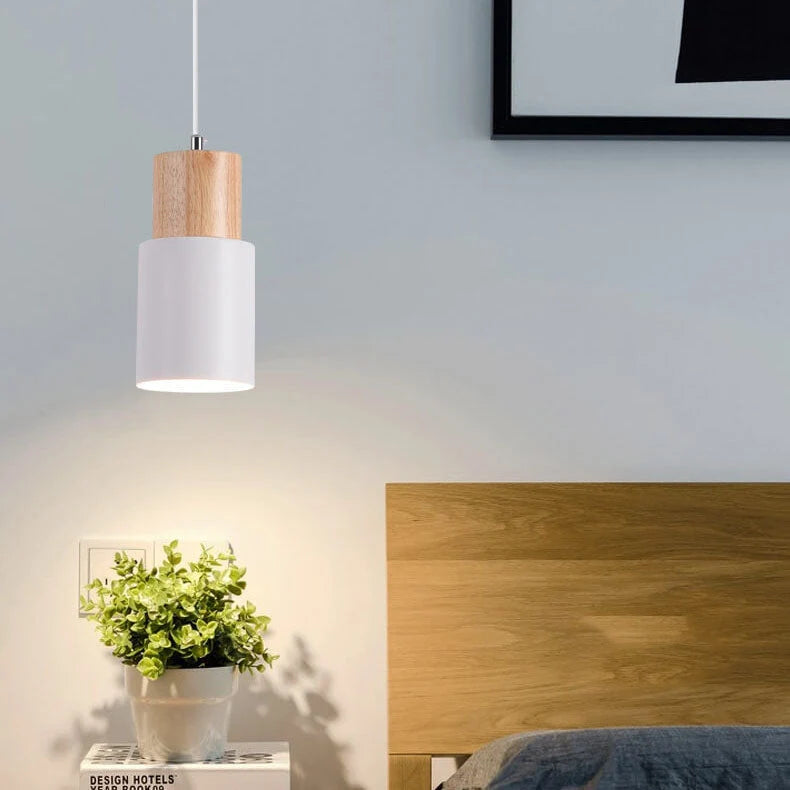 Pendant Light Modern Industrial Metal & Wood Adjustable Height