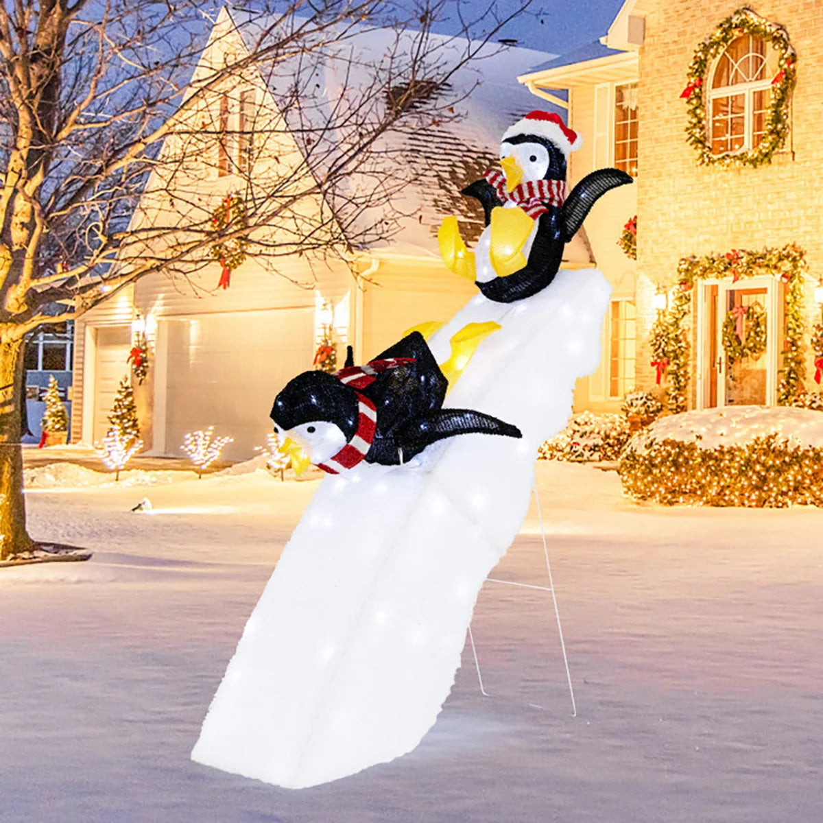 Penguin Christmas Decoration Pre-Lit 130 LED Weatherproof