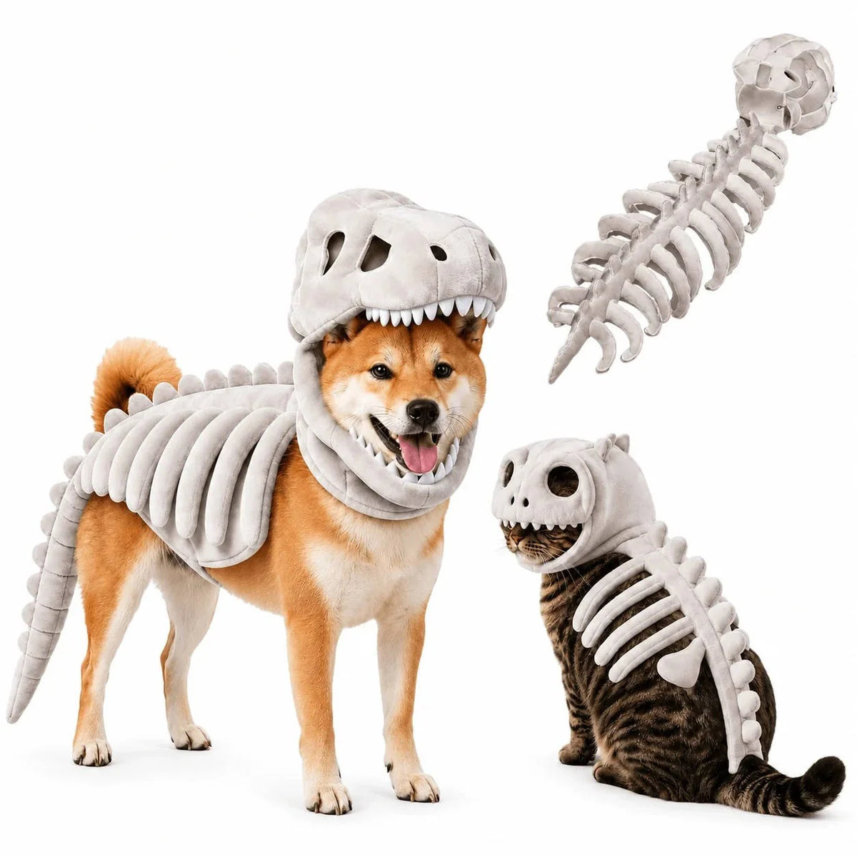 Pet Costume 3D Skeleton Design Machine-Washable Stretch Plush