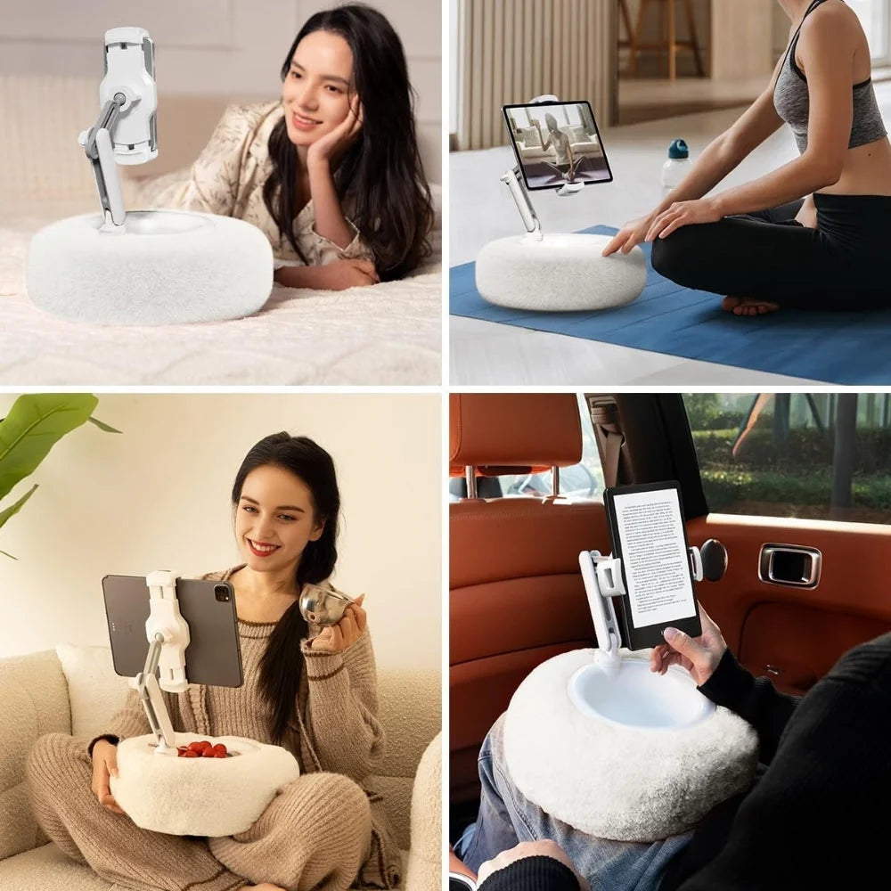 Phone Holder Pillow Plush Ergonomic Spill-Resistant Snack Bowl