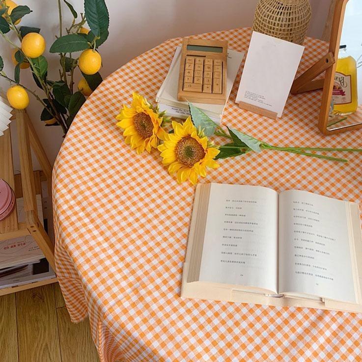 Picnic Blanket Orange Gingham Tablecloth Use
