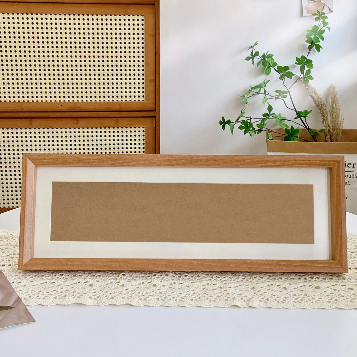 Picture Frame Wooden Glass Front Long Format 15 × 42 Cm