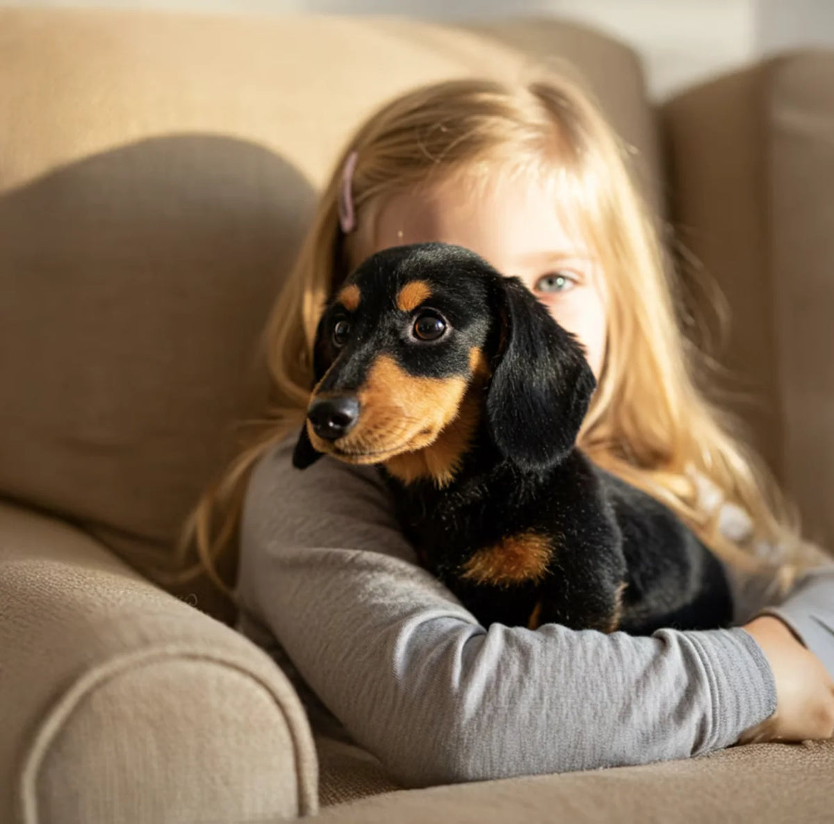 Plush Dog Toy Touch-Activated Moving Eyes & Wagging Tail