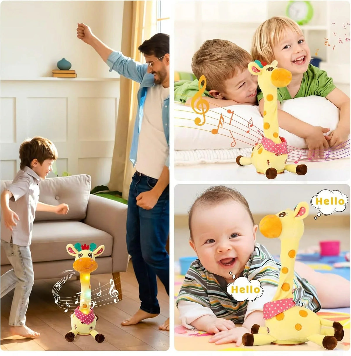 Plush Giraffe Interactive Music & Voice-Mimic Washable