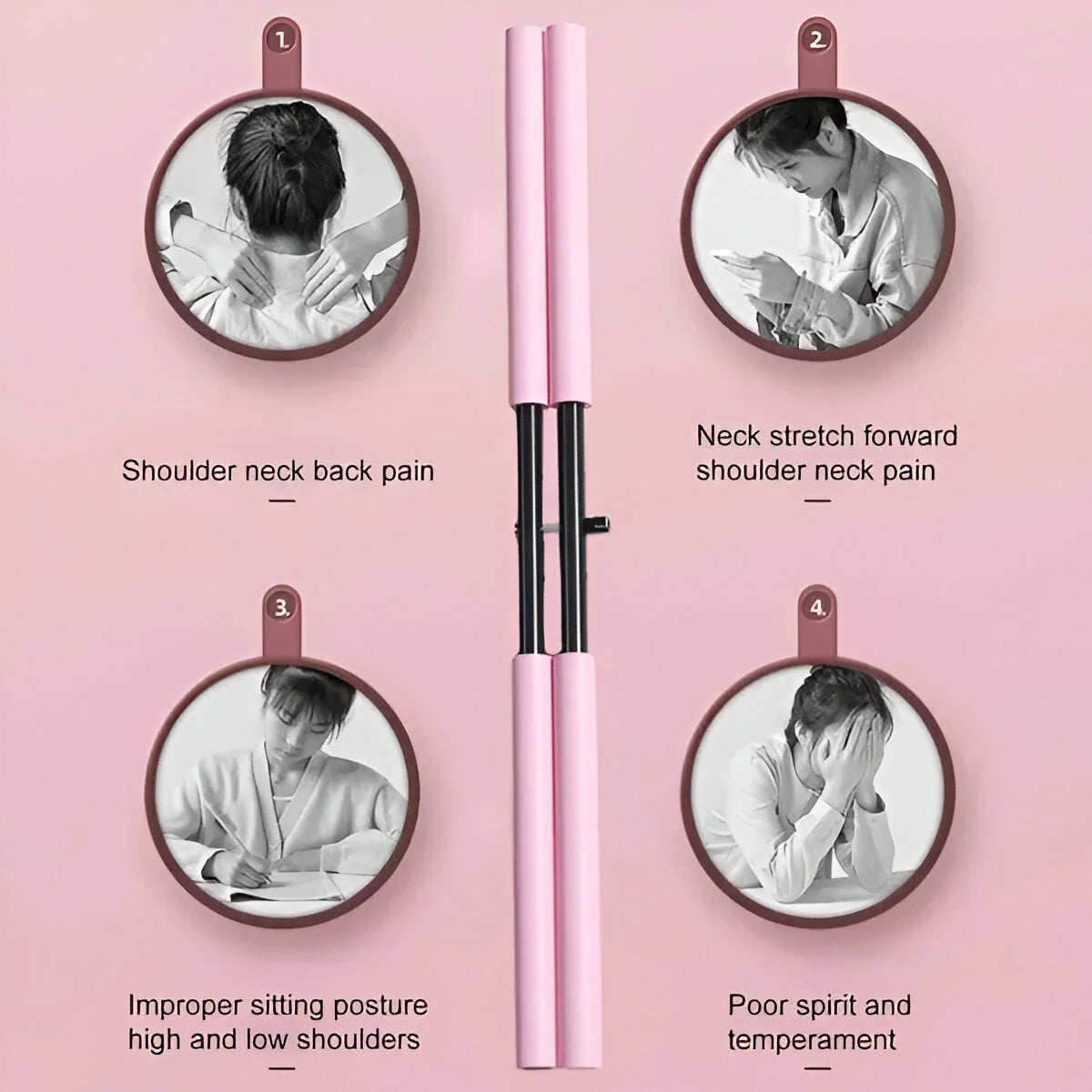 Posture Training Stick Adjustable Length Foam Padded Stainless Steel