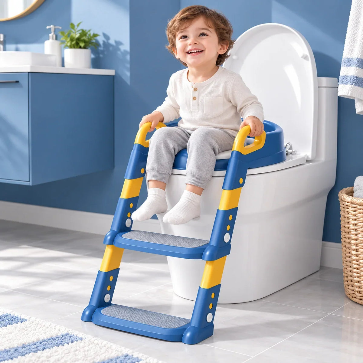 Potty Training Seat Ladder Foldable Space-Saving Step Stool