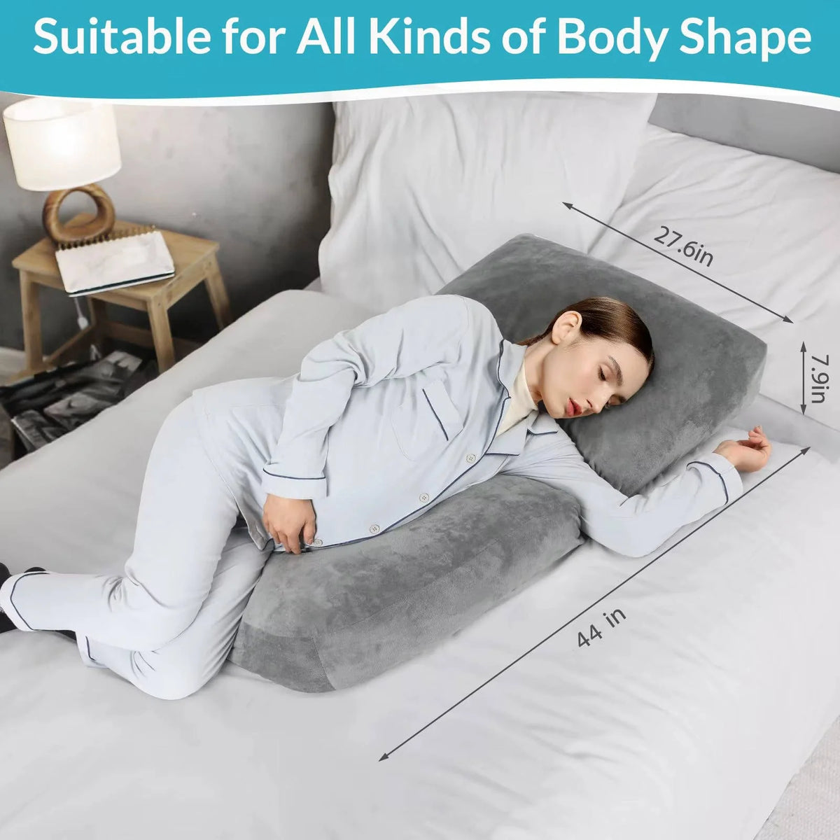 Pregnancy Pillow Full-Body Support Machine-Washable Cover