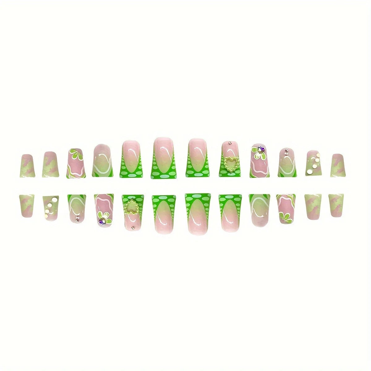 Press-On Nails 3D Floral Design Chip-Resistant Wear