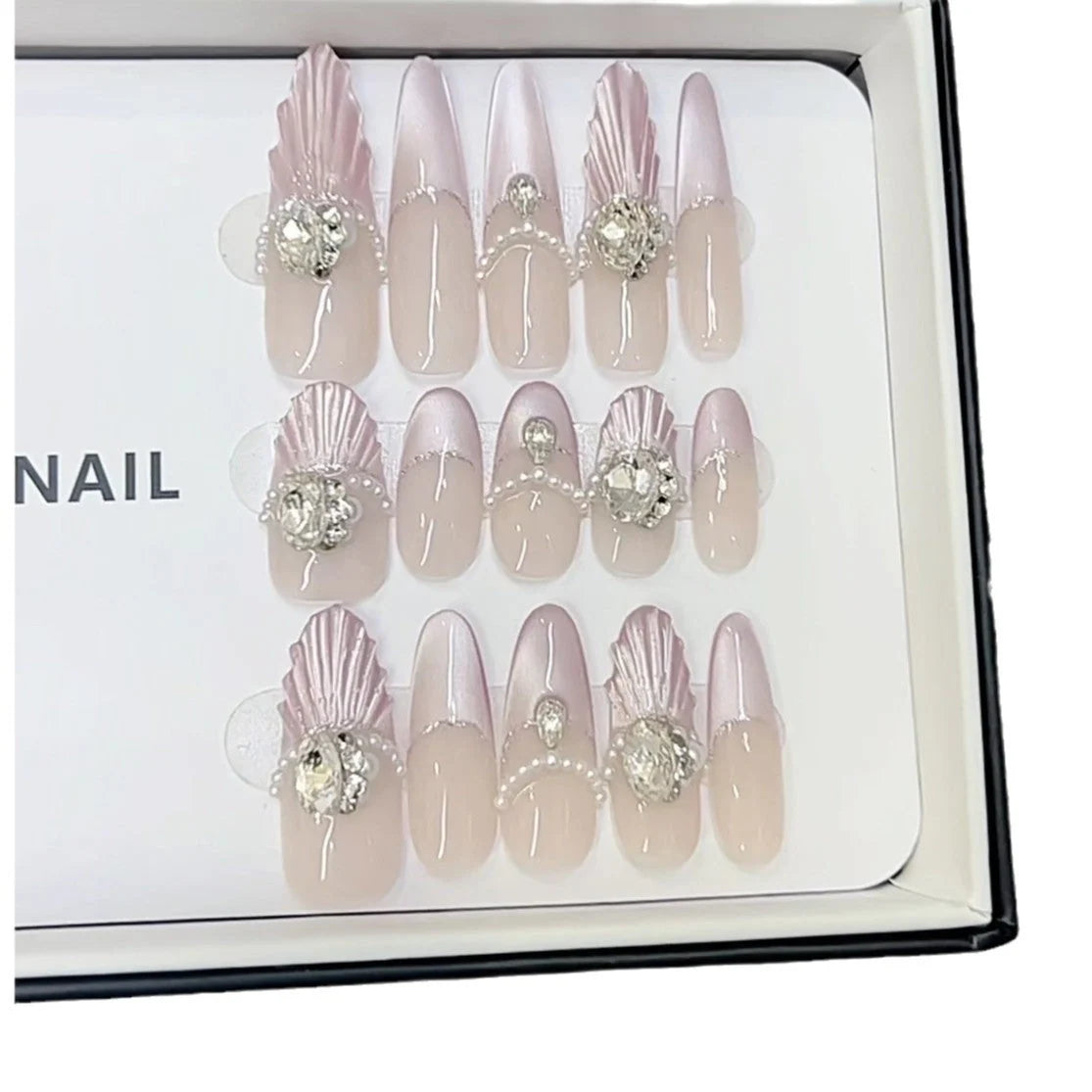 Press-On Nails 3D Rhinestone Glossy Finish
