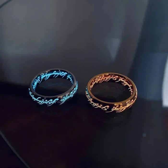 Ring Glow-in-the-Dark Engraved Runes Nickel-Free & Hypoallergenic